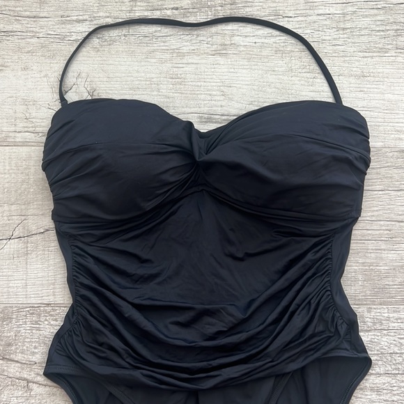 La Blanca Island Goddess Bandeau One-Piece Ruched Swim Suit Size 14 coStrapless - Picture 2 of 14